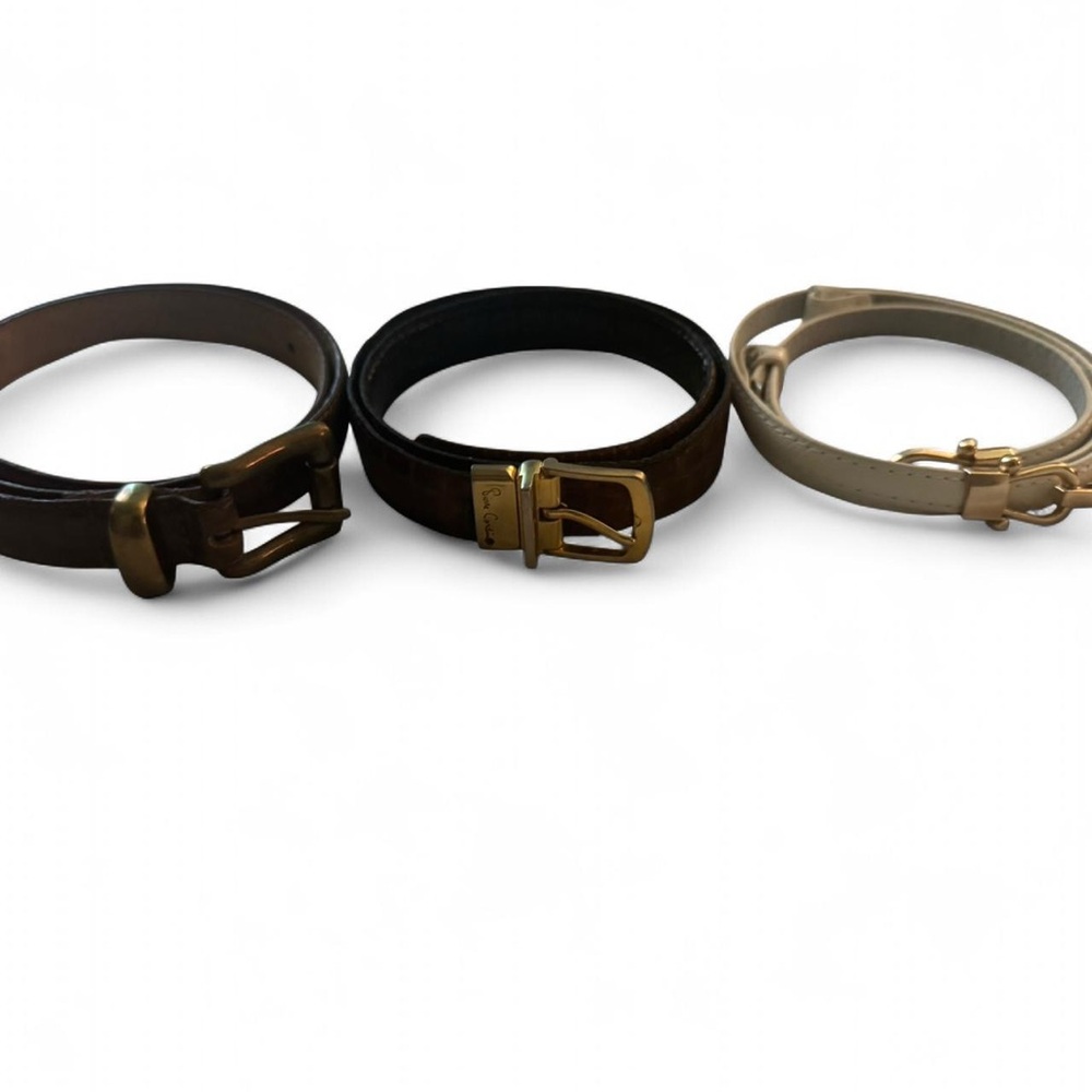 Elegant Women's Belt Set - Brown, Black, and White